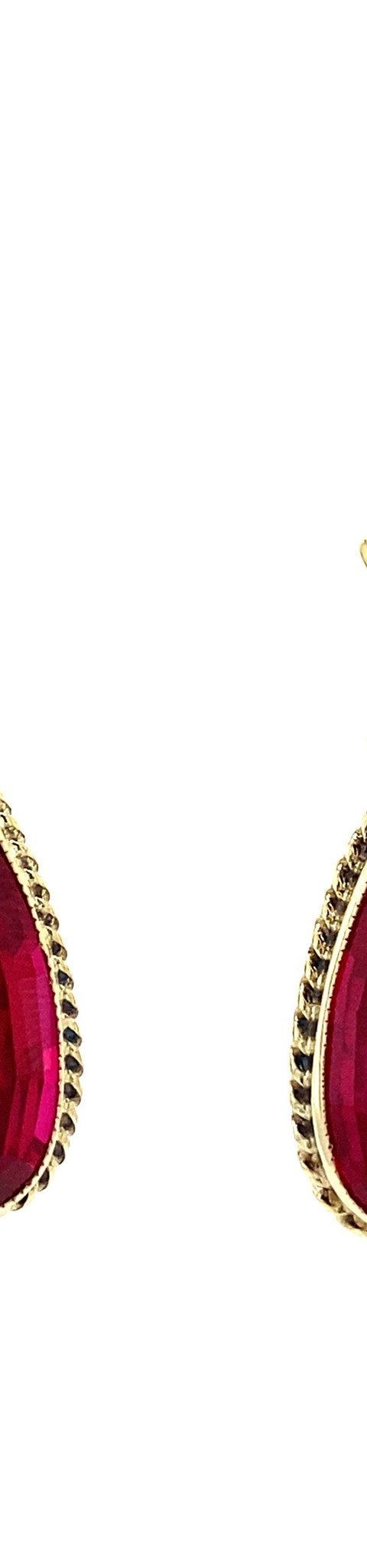 Vintage 14K Gold Drop Earrings with Ruby